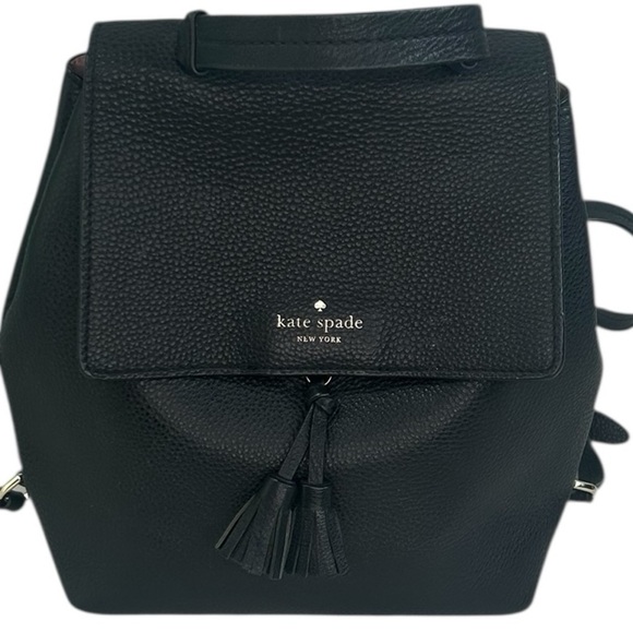 Kate Spade Hayes Street Taba Black Pebble Leather Tassel Backpack Medium Preppy main image 11